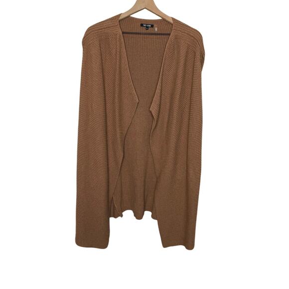 NIC+ZOE Women's XL Open Front Ribbed Longline Cardigan Vest Camel Brown - Picture 1 of 10
